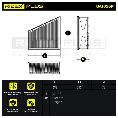 Air Filter RIDEX 8A1056P 8A1056P - photo 7