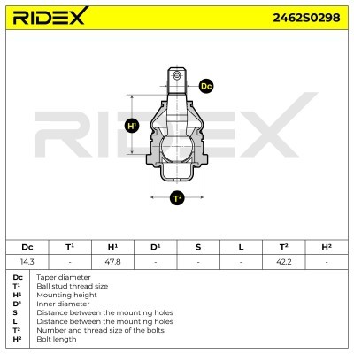 Ball Joint RIDEX 2462S0298 2462S0298 - photo 5