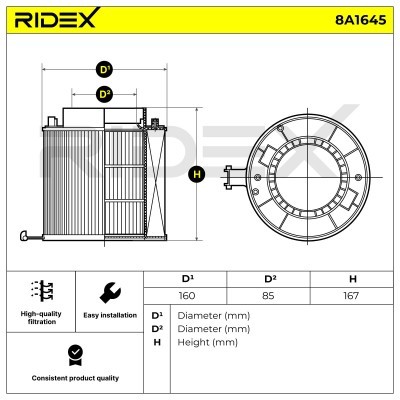 Air Filter RIDEX 8A1645 8A1645 - photo 6