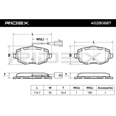 Brake Pads Set RIDEX 402B0687 402B0687 - photo 3