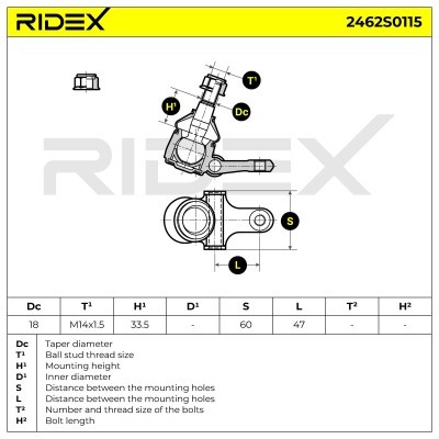 Ball Joint RIDEX 2462S0115 2462S0115 - photo 5
