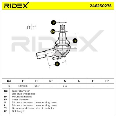 Ball Joint RIDEX 2462S0275 2462S0275 - photo 4