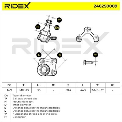Ball Joint RIDEX 2462S0009 2462S0009 - photo 3