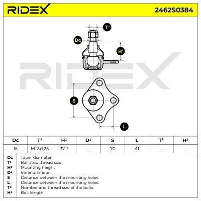 Ball Joint RIDEX 2462S0384 2462S0384 - photo 5