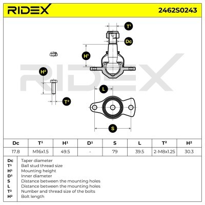 Ball Joint RIDEX 2462S0243 2462S0243 - photo 7