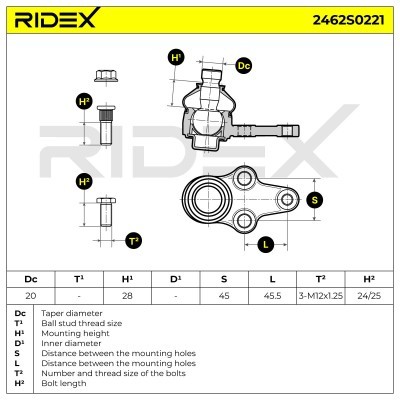 Ball Joint RIDEX 2462S0221 2462S0221 - photo 5