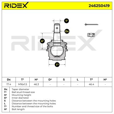 Ball Joint RIDEX 2462S0419 2462S0419 - photo 6