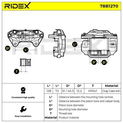 Brake Caliper RIDEX 78B1270 78B1270 - photo 9