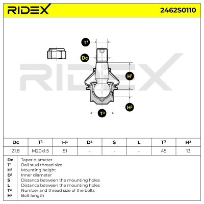 Ball Joint RIDEX 2462S0110 2462S0110 - photo 5