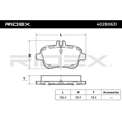 Brake Pads Set RIDEX 402B0631 402B0631 - photo 3