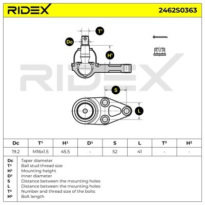 Ball Joint RIDEX 2462S0363 2462S0363 - photo 5