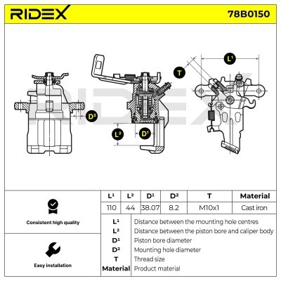 Brake Caliper RIDEX 78B0150 78B0150 - photo 5