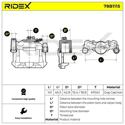 Brake Caliper RIDEX 78B1115 78B1115 - photo 7