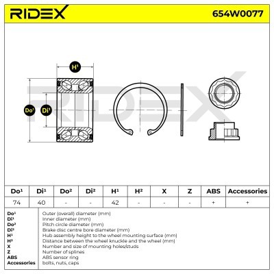 Wheel Bearing RIDEX 654W0077 654W0077 - photo 2
