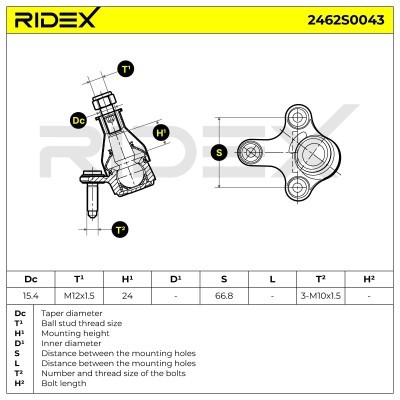 Ball Joint RIDEX 2462S0043 2462S0043 - photo 6