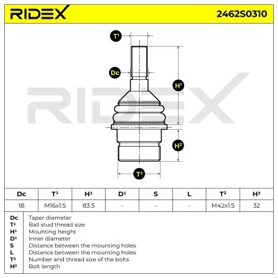Ball Joint RIDEX 2462S0310 2462S0310 - photo 5