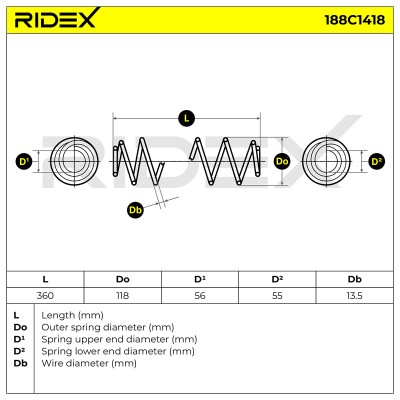 Suspension Spring RIDEX 188C1418 188C1418 - photo 5
