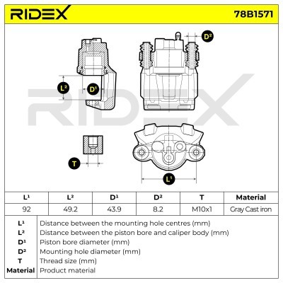 Brake Caliper RIDEX 78B1571 78B1571 - photo 12