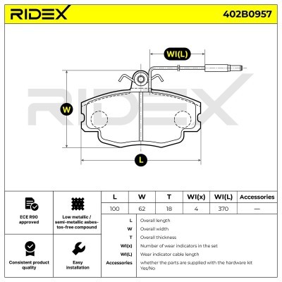 Brake Pads Set RIDEX 402B0957 402B0957 - photo 6