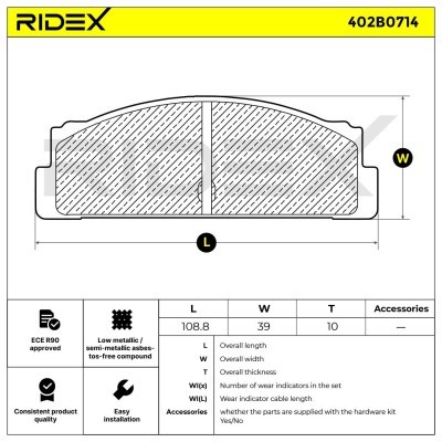 Brake Pads Set RIDEX 402B0714 402B0714 - photo 8