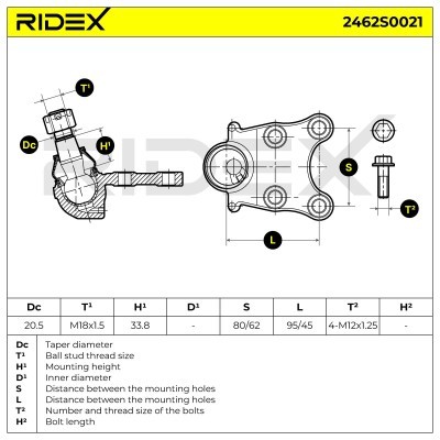 Ball Joint RIDEX 2462S0021 2462S0021 - photo 3
