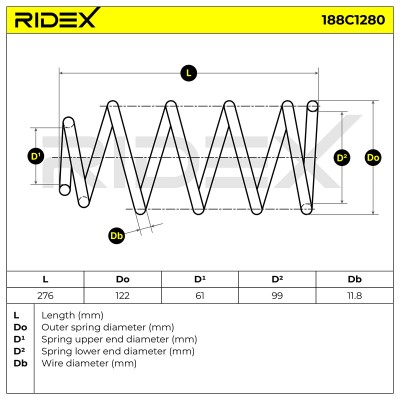 Suspension Spring RIDEX 188C1280 188C1280 - photo 4