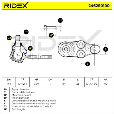 Ball Joint RIDEX 2462S0100 2462S0100 - photo 7