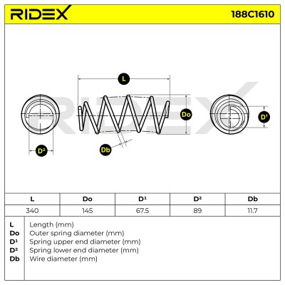 Suspension Spring RIDEX 188C1610 188C1610 - photo 4