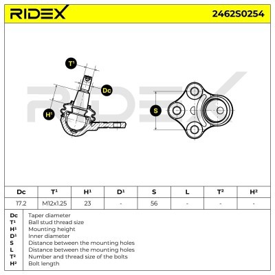 Ball Joint RIDEX 2462S0254 2462S0254 - photo 8