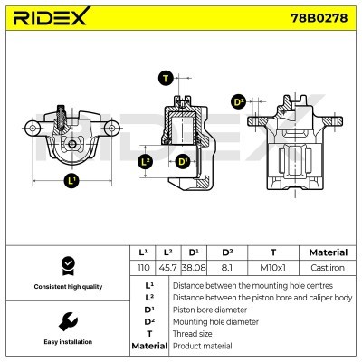 Brake Caliper RIDEX 78B0278 78B0278 - photo 6