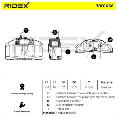 Brake Caliper RIDEX 78B1056 78B1056 - photo 6