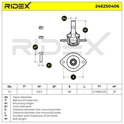 Ball Joint RIDEX 2462S0406 2462S0406 - photo 5
