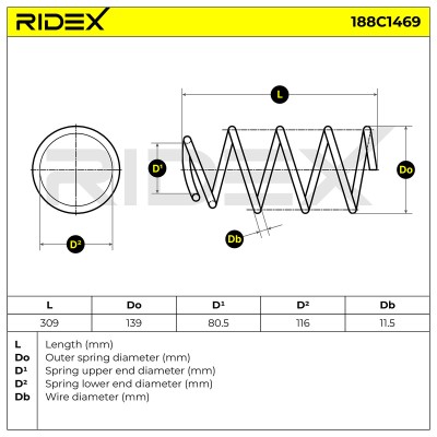 Suspension Spring RIDEX 188C1469 188C1469 - photo 5