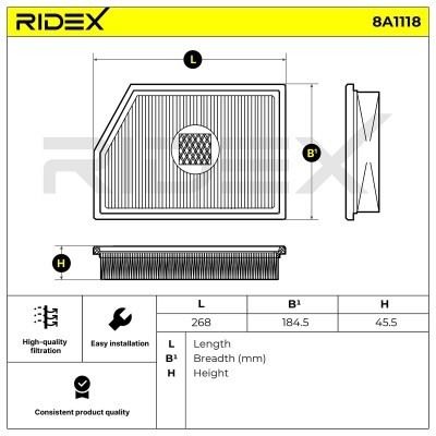 Air Filter RIDEX 8A1118 8A1118 - photo 7