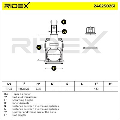 Ball Joint RIDEX 2462S0261 2462S0261 - photo 6