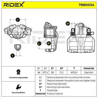 Brake Caliper RIDEX 78B0534 78B0534 - photo 7