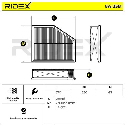 Air Filter RIDEX 8A1338 8A1338 - photo 6