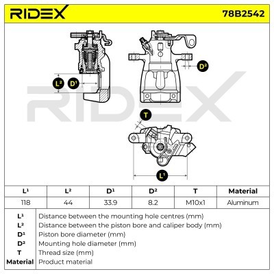 Brake Caliper RIDEX 78B2542 78B2542 - photo 7
