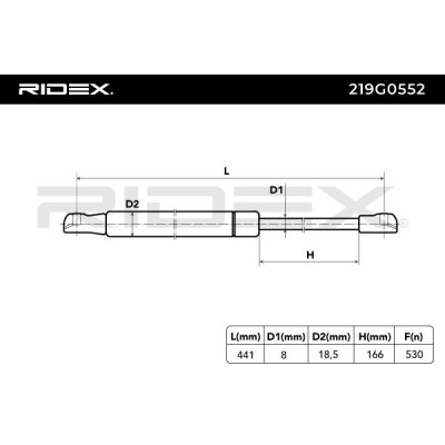 Gas Spring, boot-/cargo area RIDEX 219G0552 219G0552 - photo 7