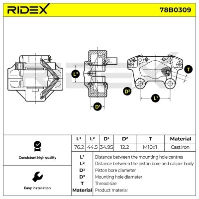 Brake Caliper RIDEX 78B0309 78B0309 - photo 2