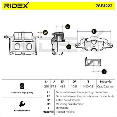 Brake Caliper RIDEX 78B1222 78B1222 - photo 6