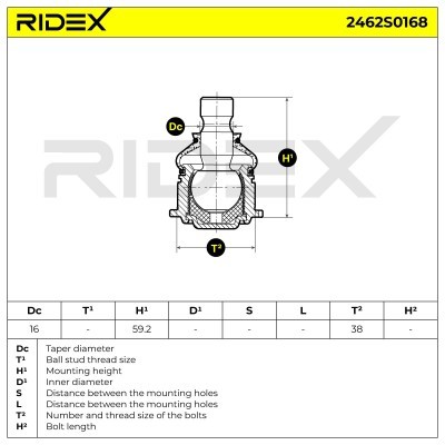 Ball Joint RIDEX 2462S0168 2462S0168 - photo 5