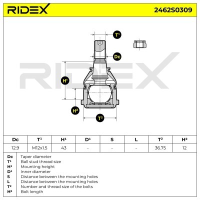 Ball Joint RIDEX 2462S0309 2462S0309 - photo 5