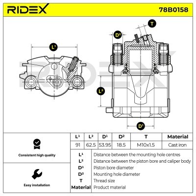 Brake Caliper RIDEX 78B0158 78B0158 - photo 3