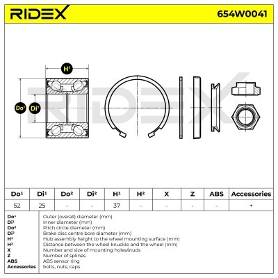 Wheel Bearing RIDEX 654W0041 654W0041 - photo 1