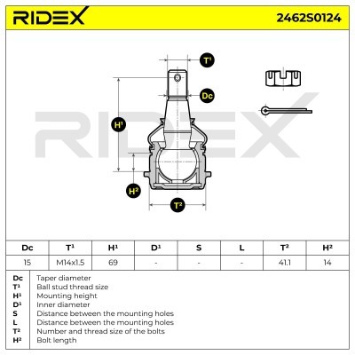 Ball Joint RIDEX 2462S0124 2462S0124 - photo 5