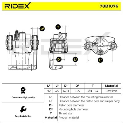 Brake Caliper RIDEX 78B1076 78B1076 - photo 7
