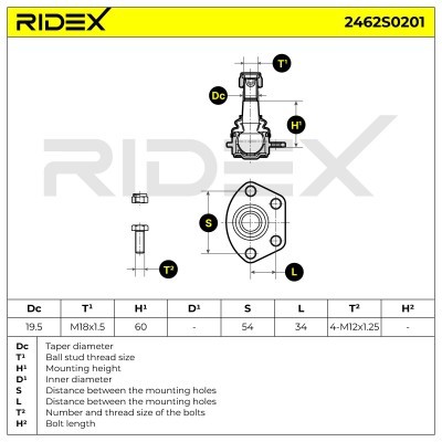 Ball Joint RIDEX 2462S0201 2462S0201 - photo 7