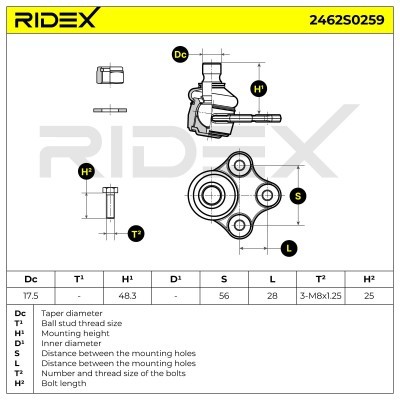 Ball Joint RIDEX 2462S0259 2462S0259 - photo 5