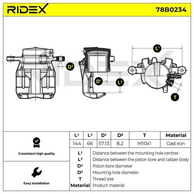 Brake Caliper RIDEX 78B0234 78B0234 - photo 2